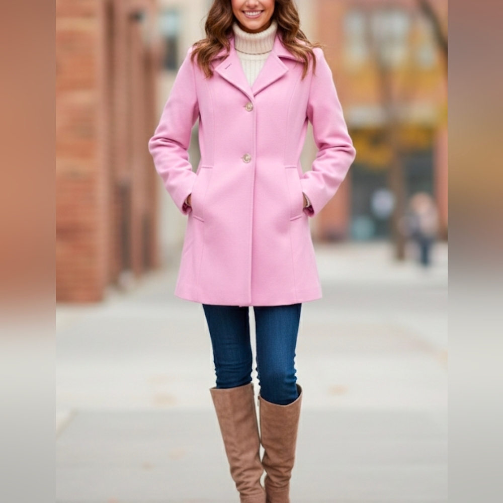Women's Pink Single-Breasted Trench Coat